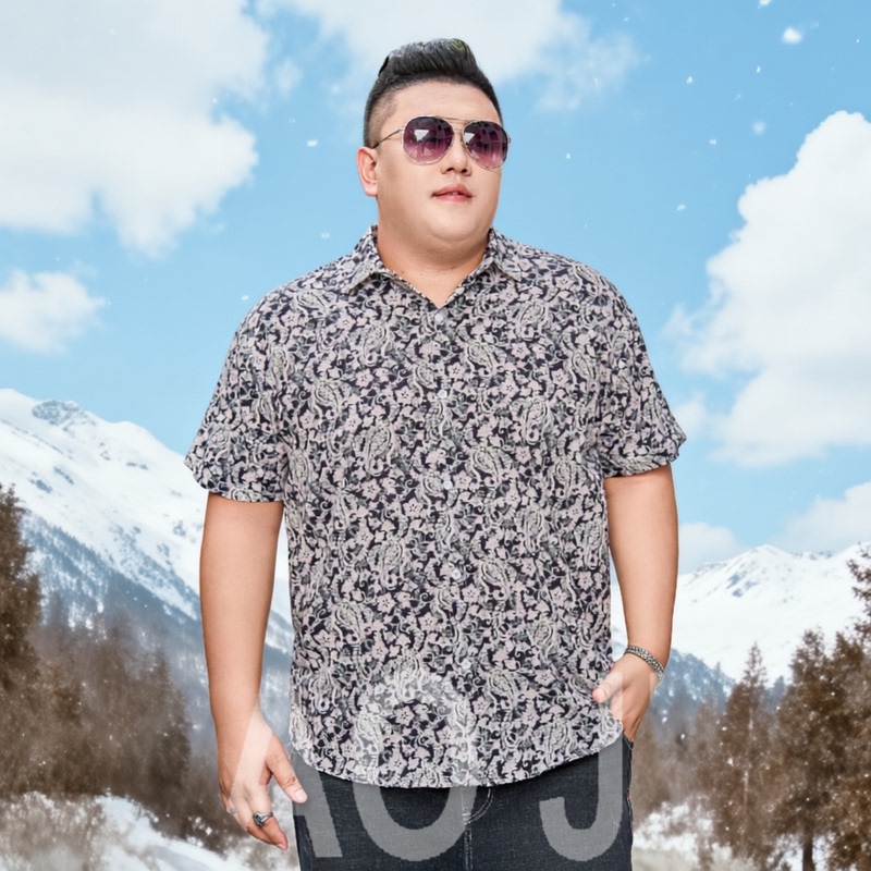 Summer New Style Loose Short-Sleeved Full-Printed Shirt Half-Sleeved Mesh Thin Shirt Men's Casual Middle-Aged Lapel Shirt