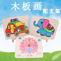 1 childrens wooden board painting diy graffiti works display stand kindergarten creative art supplies materials handmade toys
