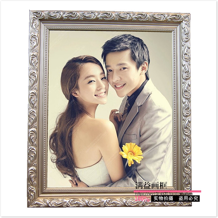 Digital Oil Frame Champagne Scalding Silver Solid Wood Photo Frame Upscale Wedding frame 40 * 50 40 * 60 20 inch 24 inch