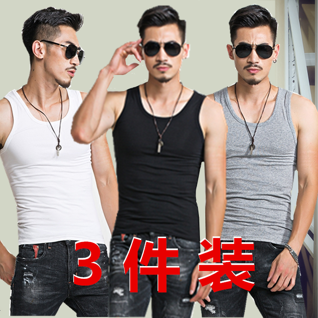 Mùa hè vest nam màu rắn Slim Hàn Quốc phiên bản của sinh viên đàn hồi vest vai thể thao mồ hôi vest 9 9.9 áo ba lỗ