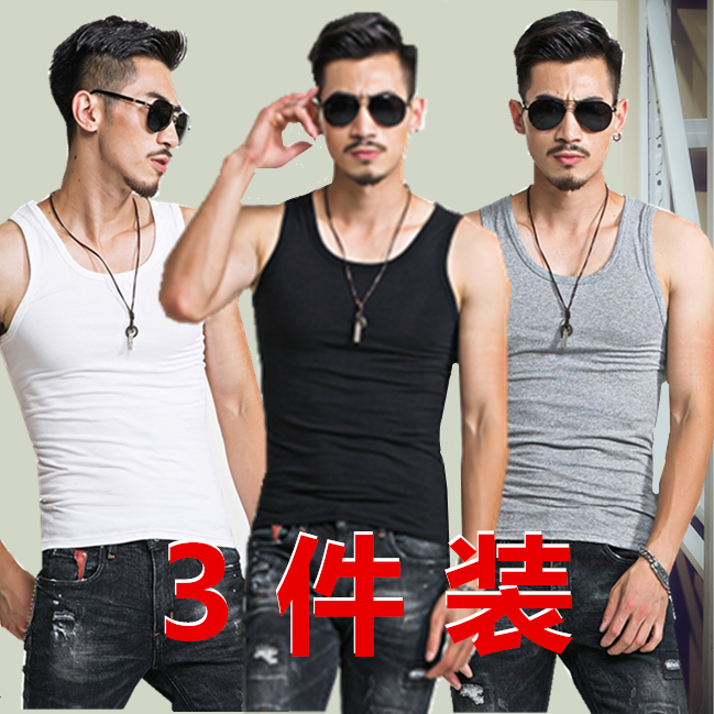 Mùa hè vest nam màu rắn Slim Hàn Quốc phiên bản của sinh viên đàn hồi vest vai thể thao mồ hôi vest 9 9.9