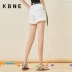 Quần short trắng nữ kbne2019 hè mới rộng cạp cao eo ngắn một phiên bản ngắn Hàn Quốc lỏng lẻo quần nóng bỏng hoang dã - Quần short