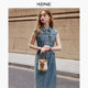 Denim dress ແມ່ຍິງ niche ການອອກແບບ kbne2024 summer ໃຫມ່ແບບຝຣັ່ງແອວ slimming ເສື້ອ dress