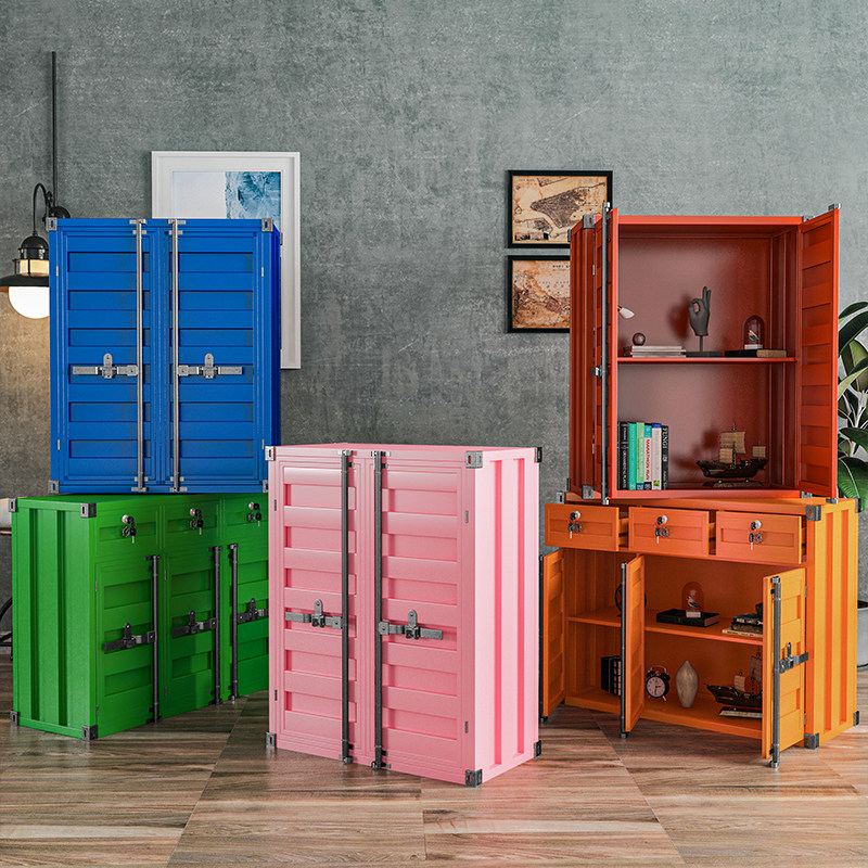 LOFT industrial container cabinet shape decoration window cabinet old retro bar bucket cabinet storage cabinet dining cabinet