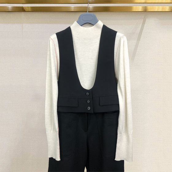 White-collar brother new 2024 spring and autumn style outer suit vest vest design niche u-neck vest jacket for women