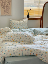 First encounter crushed flowers All cotton four sets Double small Qing New pure cotton sheet Quilt Cover Dormitory Single Bed bedding