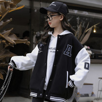 Girls Spring Costume 2022 New Young Childrens Baseball Clothing Clothes Clothes for Big Childrens Clothes Girls Spring and Autumn Up Tide