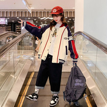 Girls Spring Costume 2023 New Ocean Fashion in Big Child Spring Baseball Clothes for Childrens Spring and Autumn Clothes