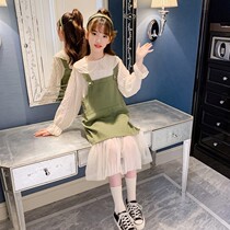 Girls Spring Dress 2022 New Korean Gas Fashion Red Princess Dress Children Spring and Autumn Dress