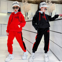 Childrens clothing in autumn and winter dress 2021 new gas state - of - the - air sports clothes childrens gold - velvet two - piece sets