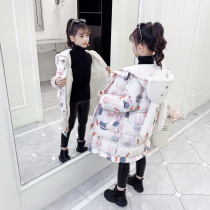 Child Clothing Girl Cotton Clothing Winter Clothing 2021 New Children Mid-Length foreign air cotton clothes CUHK Down Cotton Padded Jacket Jacket