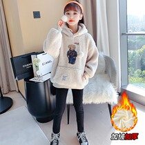 Girl Bear Lamb Wells Sweater Autumn and Winter Childrens Wear Wear Heat Warm Costume
