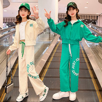 Childrens clothing girls spring suit 2022 new Yang Gas Network red childhood spring and autumn fashionable broad leg pants suit