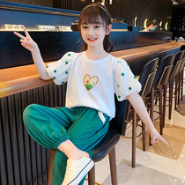 Girls Summer Summer Suite 2023 new Korean Edition Childrens Fashion Yang Gas Network Red Girls Summer Athletic Clothes
