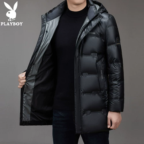 Playboy, демисезонный длинный пуховик для мальчиков, приталенная утепленная куртка, комплект с пухом, большой размер