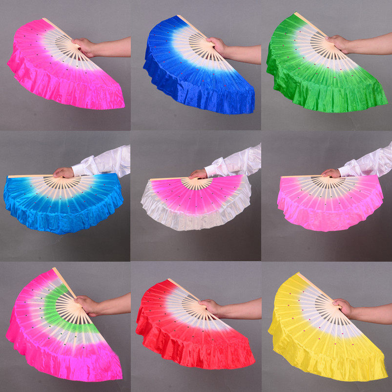 Dance fan double-sided square dance fan dance fan Yangko fan extended adult children dance fan gradient color