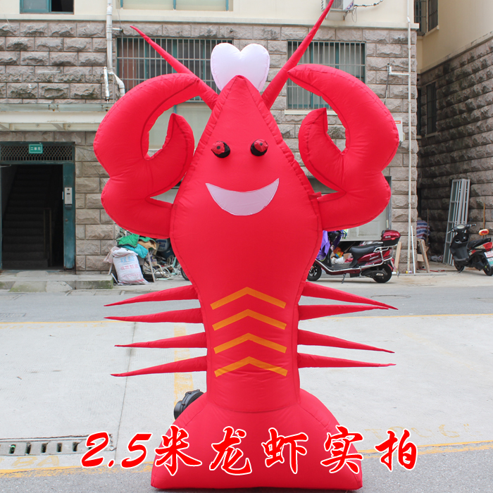 Inflatable luminous lobster gas mold Xuyi custom cartoon model supper seafood thickened printed word fan 4 meters light belt