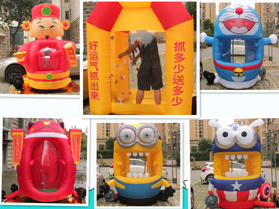 Inflatable Fortune Lord Grip Money Machine Opening Celebration Events Money Machine Card Ventilation Molds Customized Arch Ventilator Mesh Red Props