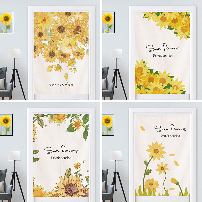 Door curtain for bedroom half curtain for kitchen partition curtain Velcro toilet shielding curtain perforated bookcase self-adhesive short curtain