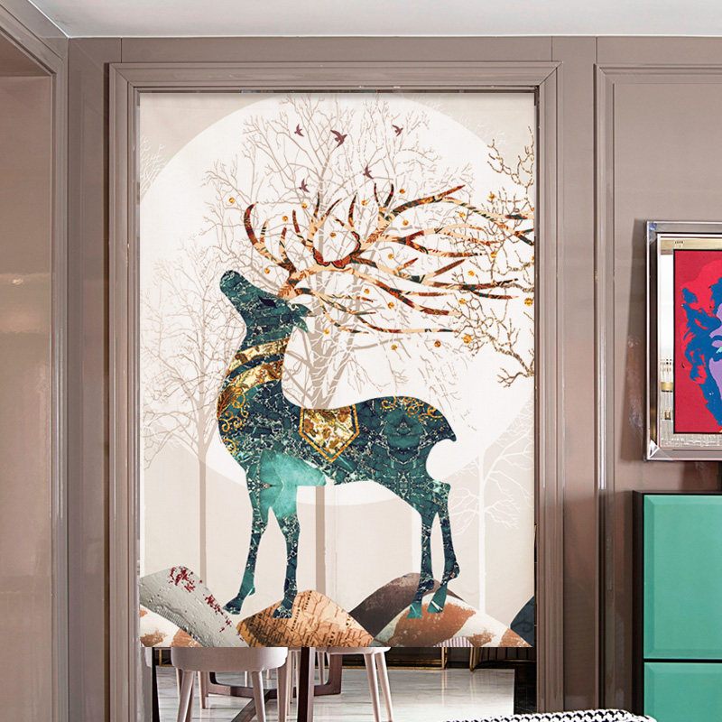 European bedroom door curtain partition window Living room half curtain short door curtain Kitchen block curtain Free hole powder room decorative curtain