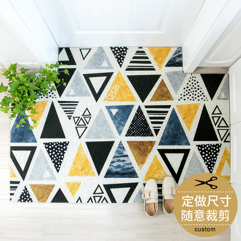 Nordic ins Hyun Guan Entrance Door Ground Mat Can Cut Silk Loop Door Mat Scraping Mud Rubbing Soil Free From Washing Household Entrance Door Mat