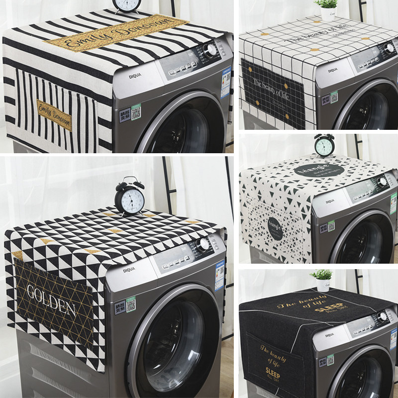 Nordic wind Expo roller washing machine cover double door single door refrigerator dust-proof anti-cover cloth storage bag thickened
