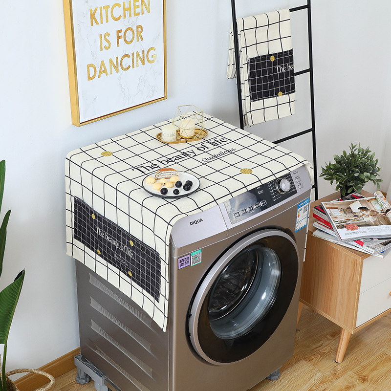 Roller washing machine waterproof anti-cloth curtain cloth double open door refrigerator cover top dust-proof mat household cover cover