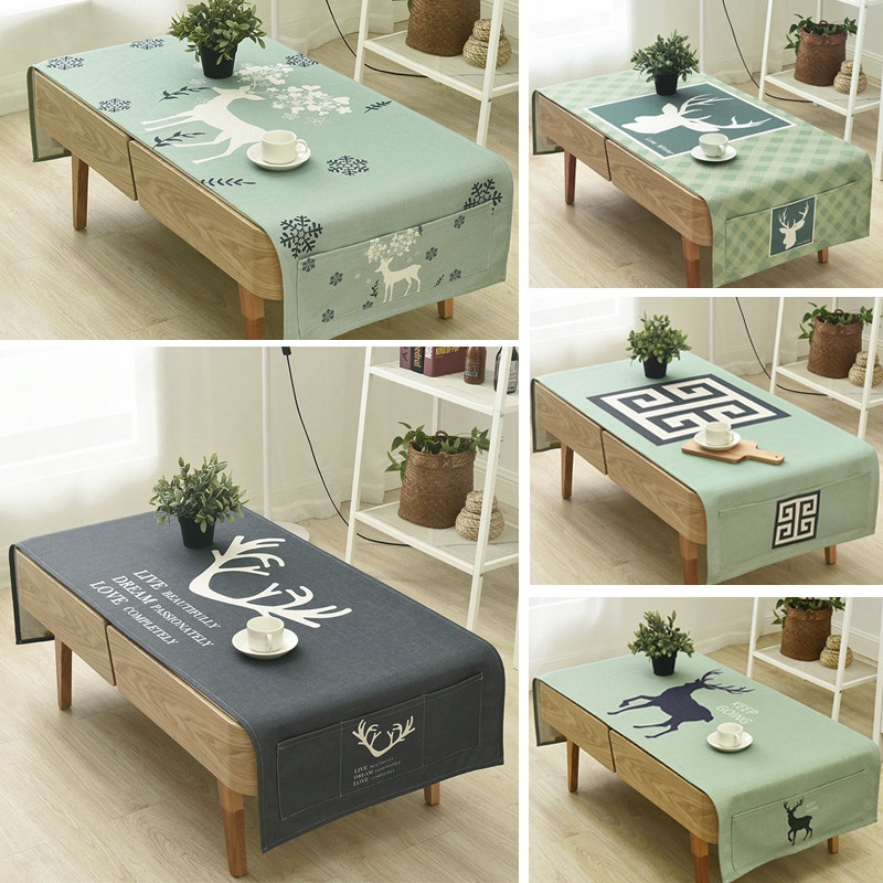 Nordic Deer coffee table Cotton linen tablecloth Simple modern rectangular cover towel table mat TV cabinet cover cloth Wild table cloth