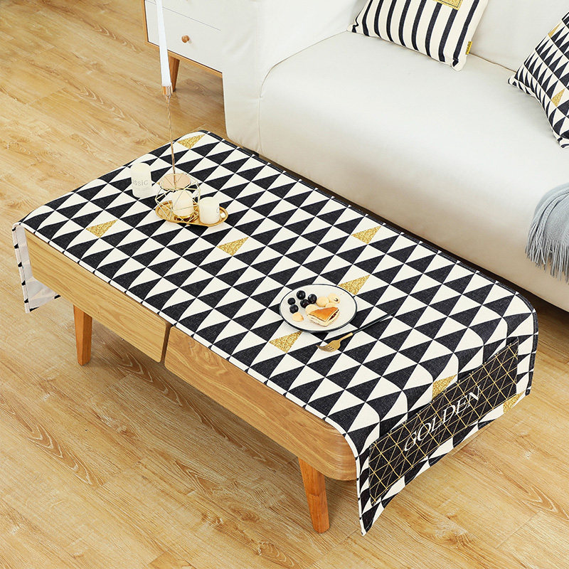 Nordic living room waterproof coffee table tablecloth simple modern cotton linen small fresh anti-scald thick rectangular coffee table cushion cover cloth