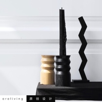 oroliving new Nordic minimalist wave solid wood candle holder home decoration ornaments props pendulum candle holder