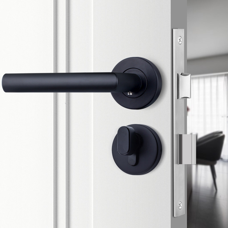 304 Stainless Steel Black Indoor Fire Door Fire Door Lock Office Engineering Handle Split Wooden Door Bedroom Door