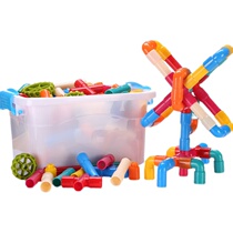 Childrens parquet water pipe building block Kindergarten assembly pipe 3-6 years old male girl splicing puzzle toy