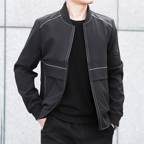 Coat mens spring and autumn new casual fashion trend plus size high-end mens jacket mature and steady top clothes