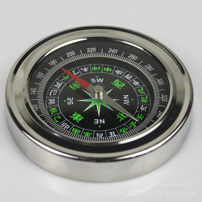 Outdoor mountaineering hiking camping diameter 75mm compass with directional indicator High grade stainless steel large size