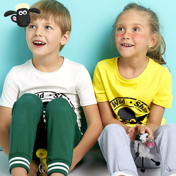 小羊肖恩 全棉 中大童短袖T恤 天猫优惠券折后￥29包邮（￥49-20）多款可选