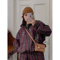 Old Mo classmate spring and autumn thin casual sports jacket Korean loose retro check coat female