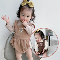Baby jumpsuit spring and autumn suspender jumpsuit foreign baby bag fart cute girl suspender suit Hargi