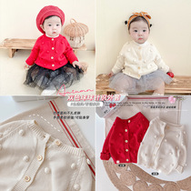 Baby sweater spring and autumn childrens knitted cardigan cute baby versatile sweater jacket foreign outing sweater