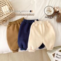 ins baby winter wear fleece big PP pants warm trousers male baby thick pants newborn autumn and winter casual pants