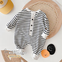 INS baby one-piece Korean version of autumn dress super cute net celebrity newborn climbing suit Ha Yi baby casual outing suit