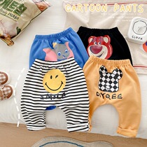 Baby big PP pants 0-3 years old spring and autumn dress baby foreign style casual pants childrens stripe leggings Harlan fart pants