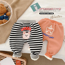 Baby 0-3 years old plush large pp pants winter dress trousers boys and girls thick corsets baby go out warm pants