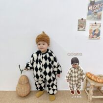 Baby fleece one-piece winter coat foreign newborn lamb hair thickened warm climbing suit baby sweaty cotton clothing trend