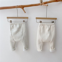 INS baby Korean version warm leggings baby big pp pants autumn and winter clothes newborn plush slacks long pants trend