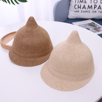 INS summer baby kids straw hat korean baby 0-2 years old cute shape shading sun hat windproof hat thin model