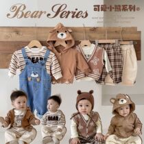 Boys Spring and Autumn Wear Little Bear Series Mens and Womens Baby Jackets Exotic Cardigans Baby Denim Jackets Waistcoats