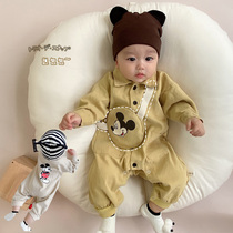 Send packet bag baby spring autumn ultra cute and long climbing clothes baby pure cotton foreign air one-piece clothes long sleeves go out overalls windhalagha
