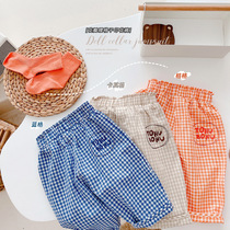 Childrens summer thin plaid pants breathable baby 0-3 years old loose casual trousers for men and women baby big PP pants trend