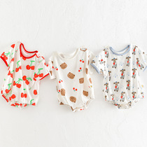 Baby cartoon bag fart clothes foreign summer clothes breathable baby one-piece super cute newborn crawler suit go out to wear Ha clothes