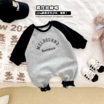 ins: Wind net red baby clothes spring and autumn one-piece boy baby long sleeves go out in a sweaty crawling suit newborn clothes